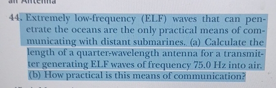 Solved Extremely low-frequency (ELF) ﻿waves that can | Chegg.com