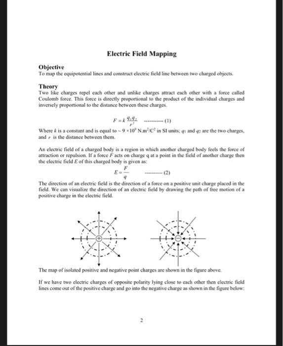 Solved Electric Field Mapping Objective To Map The | Chegg.com