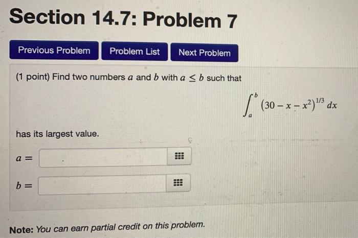 Solved Section 14.7: Problem 7 Previous Problem Problem List | Chegg.com