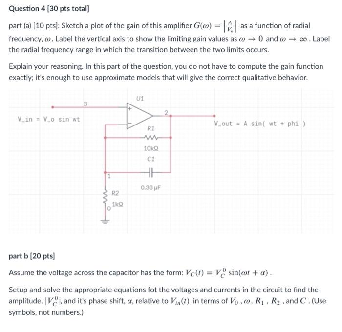 Solved Question 4 [30 pts total] part (a) (10 pts): Sketch a | Chegg.com