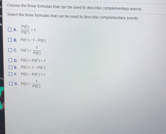 Solved Choose the three formulas that can be used to | Chegg.com