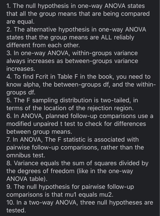 the null hypothesis for an anova states that