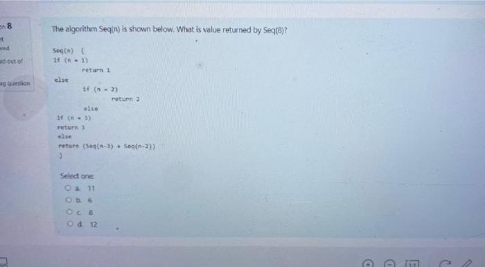 Solved An Algorithm Is Shown Below. Which Of The Following | Chegg.com