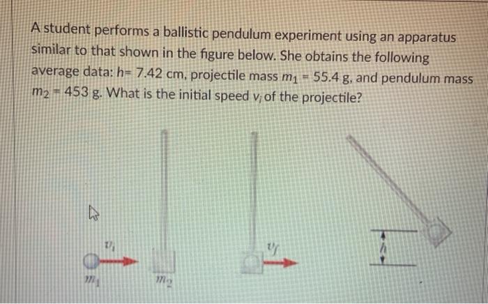 Solved A student performs a ballistic pendulum experiment | Chegg.com