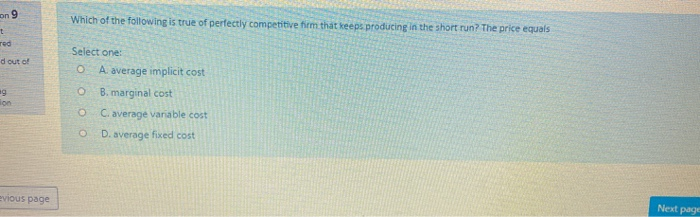 Solved on 9 Which of the following is true of perfectly | Chegg.com