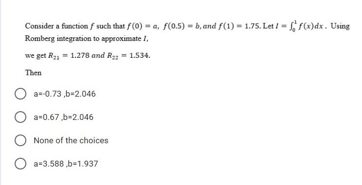 Solved Consider A Function F Such That F(0) = A, F(0.5) = B, | Chegg.com