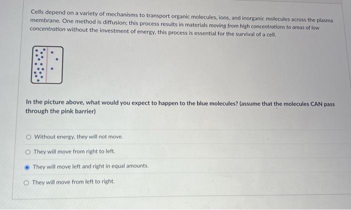 Solved Cells depend on a variety of mechanisms to transport 