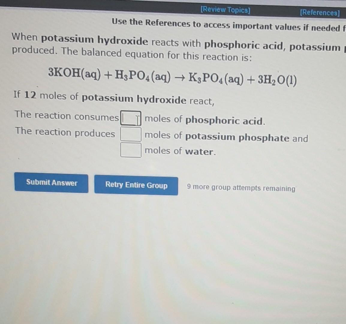 Solved when potassium hydroxide reacts with phosphoric acid,