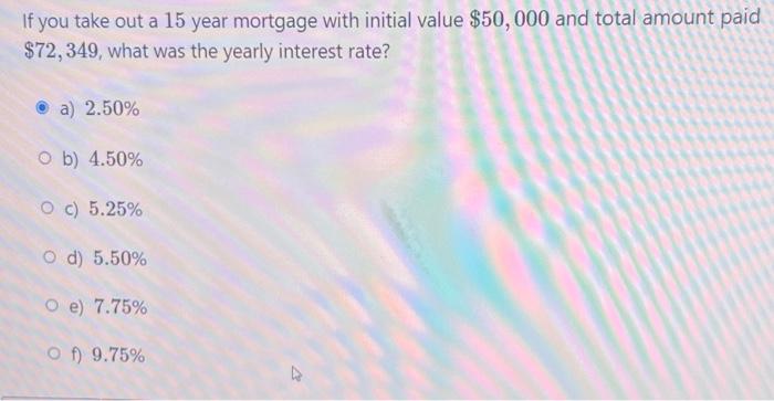 Solved If You Take Out A 15 Year Mortgage With Initial Value | Chegg.com