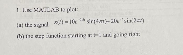 Solved 1. Use MATLAB to plot: (a) the signal | Chegg.com