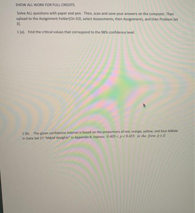 Solved SHOW ALL WORK FOR FULL CREDITS Solve All questions | Chegg.com