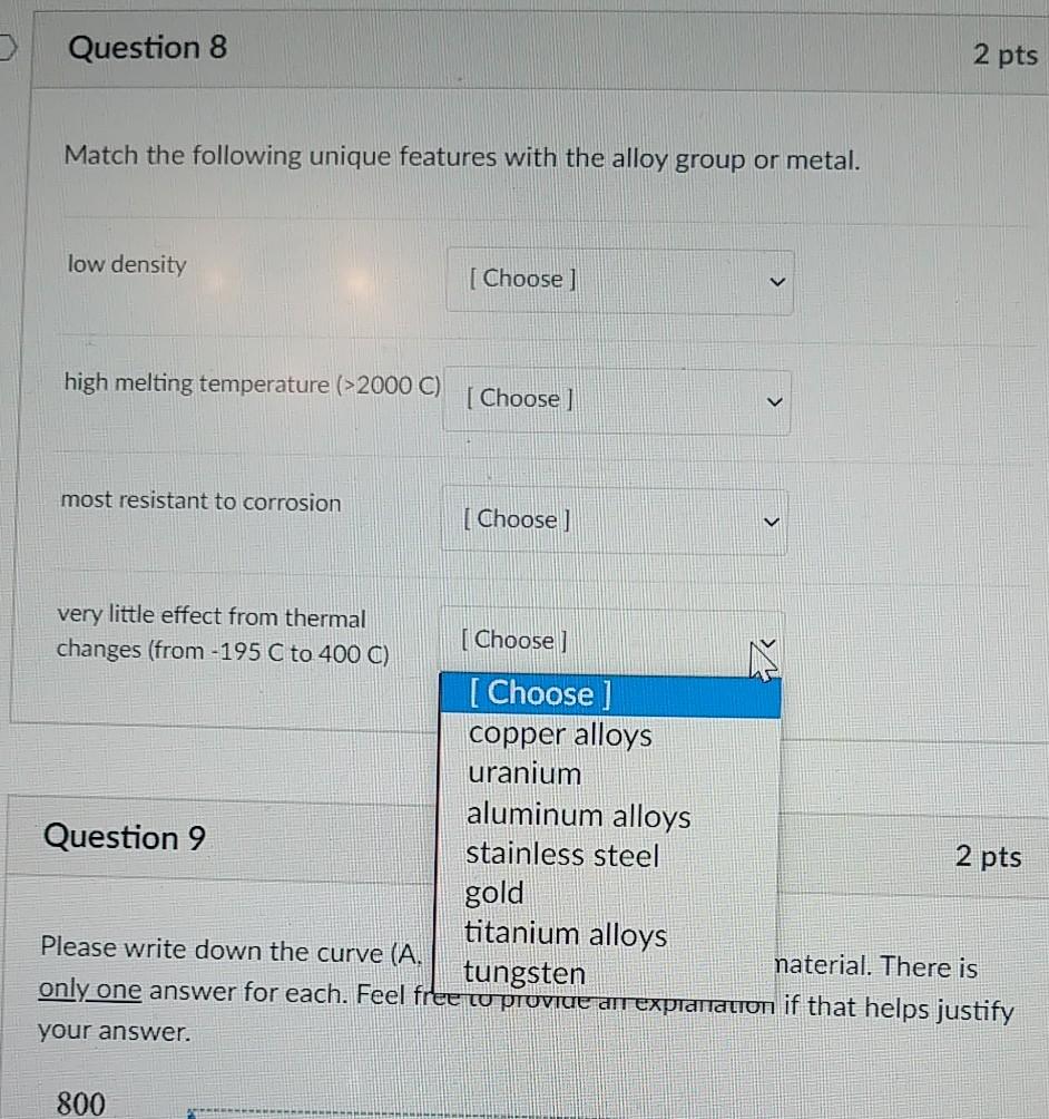 Solved Question 8 2 pts Match the following unique features | Chegg.com