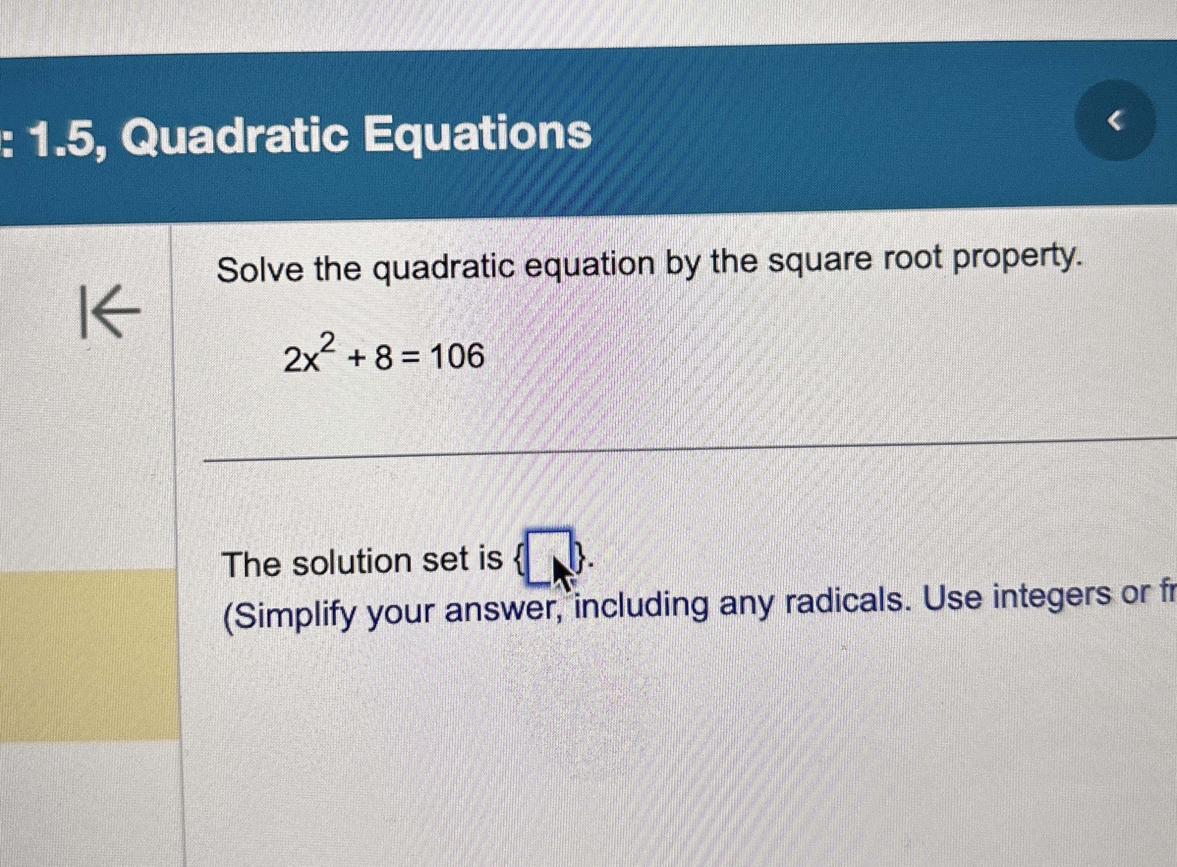 Solved Solve the quadratic equation by the square root | Chegg.com