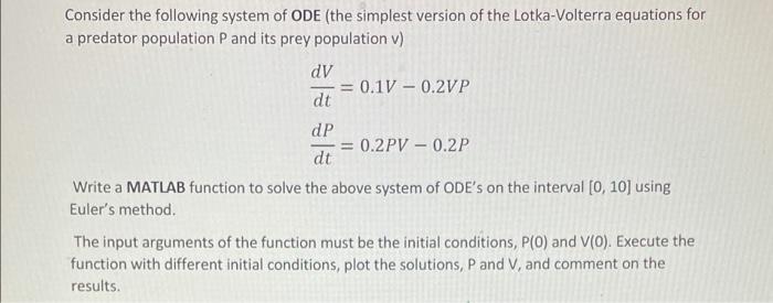 Solved Consider the following system of ODE (the simplest | Chegg.com