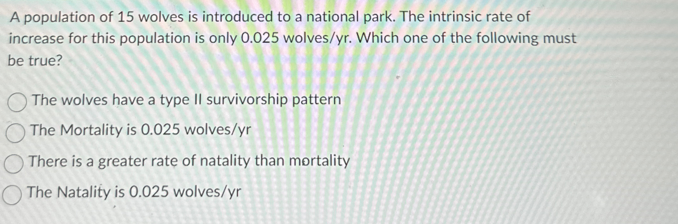 Solved A population of 15 ﻿wolves is introduced to a | Chegg.com