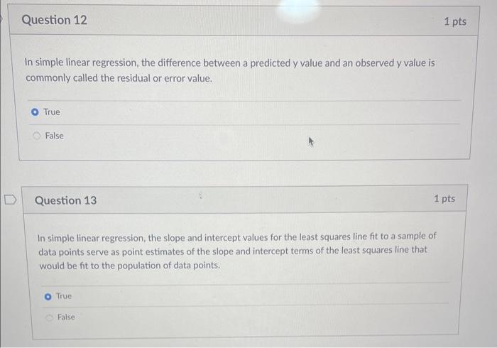 In simple linear regression, the difference between a predicted y value and an observed y value is commonly called the residu