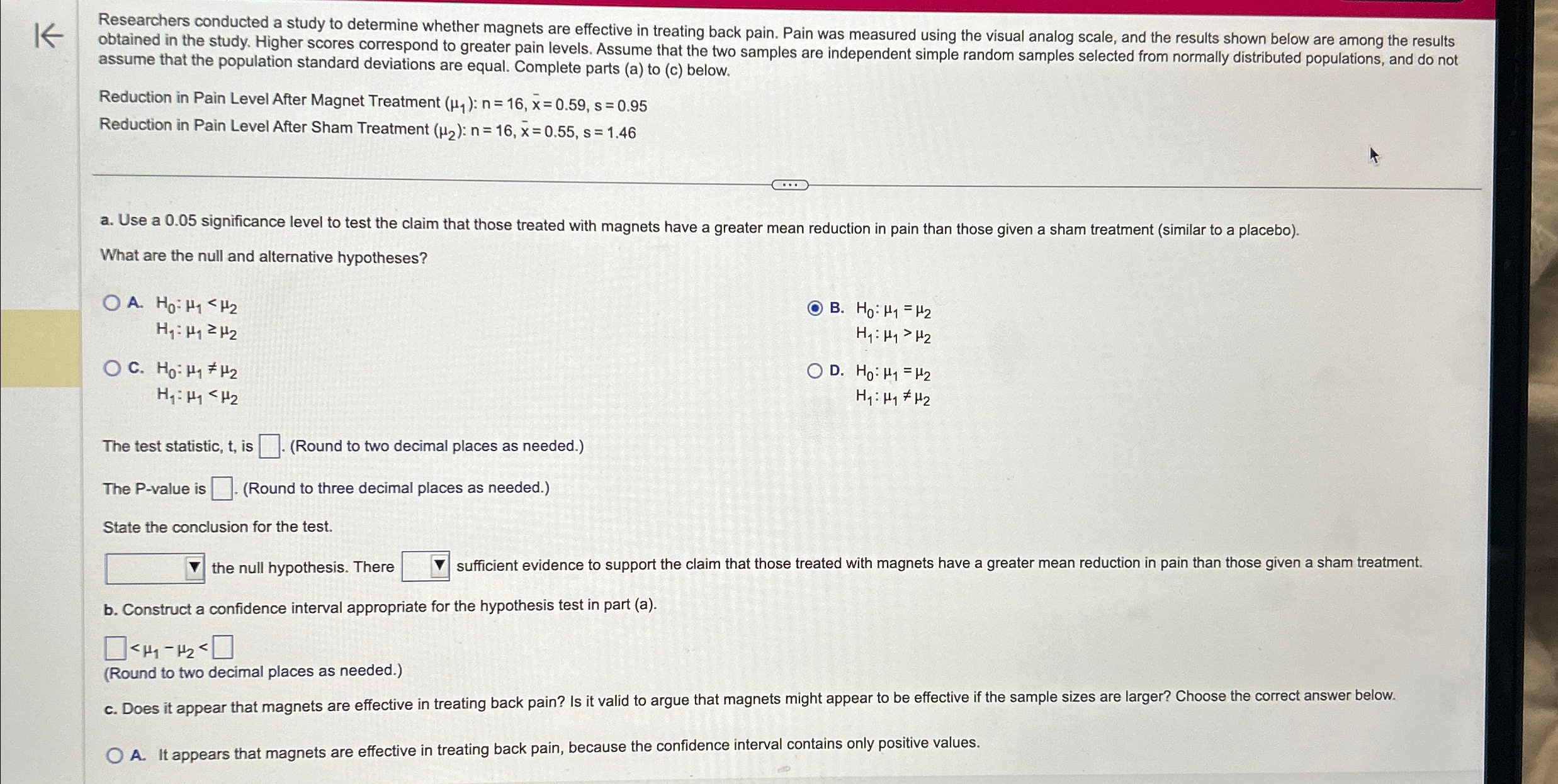 Solved Researchers conducted a study to determine whether | Chegg.com