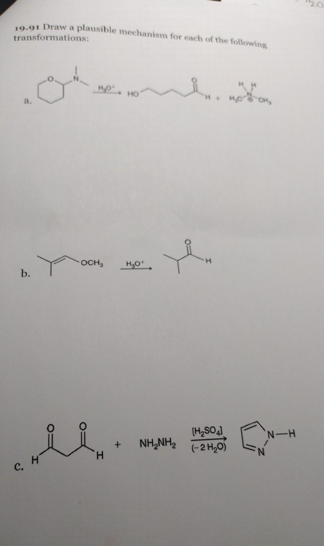 Solved 19.91 Draw a plausible mechanism for each of the | Chegg.com