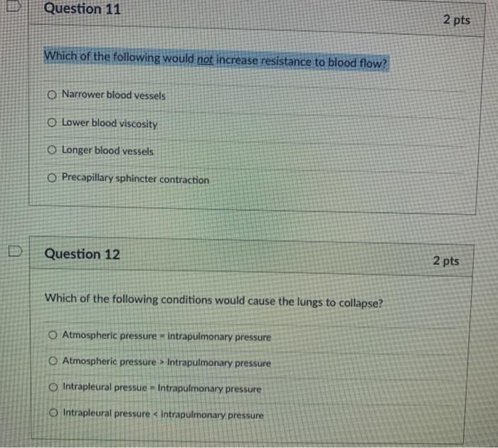 Solved Question 11 2 pts Which of the following would not | Chegg.com