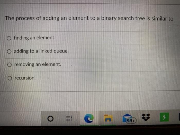 Solved The process of adding an element to a binary search | Chegg.com