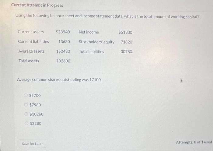 Solved Using The Following Balance Sheet And Income | Chegg.com