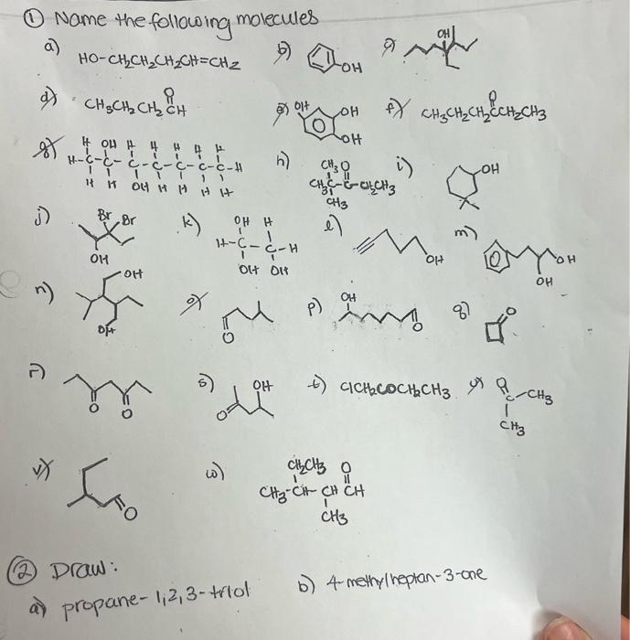 Solved (1) Name The Following Molecules A) | Chegg.com