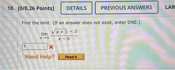Solved Find the limit. (If an answer does not exist, enter | Chegg.com