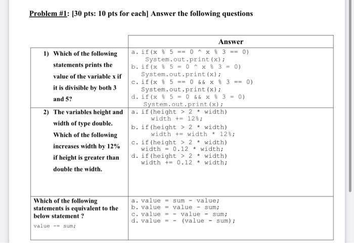 Solved Problem #1: (30 Pts: 10 Pts For Each] Answer The | Chegg.com