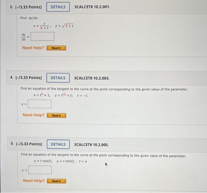 Solved Consider the parametric equations below. | Chegg.com