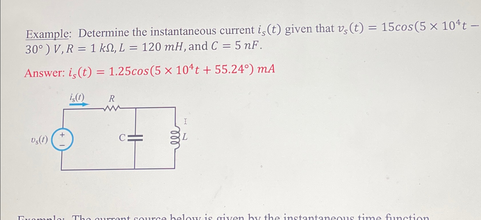 Solved Example: Determine the instantaneous current iS(t) | Chegg.com