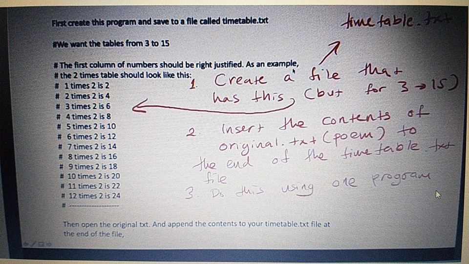 Solved Create A File That Has This Time Table But For The Chegg Com