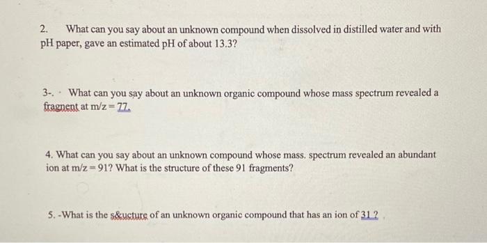 Solved 2. What can you say about an unknown compound when | Chegg.com
