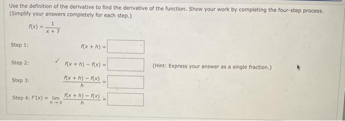 Solved Use The Definition Of The Derivative To Find The | Chegg.com