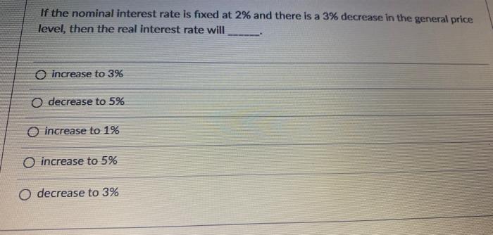 Solved If the nominal interest rate is fixed at 2% and there | Chegg.com