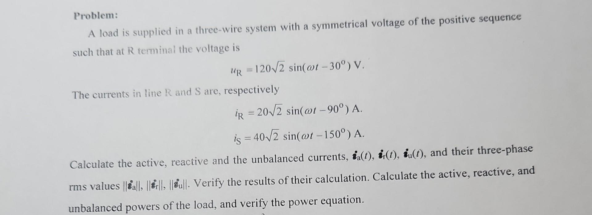 Solved A load is supplied in a three-wire system with a | Chegg.com