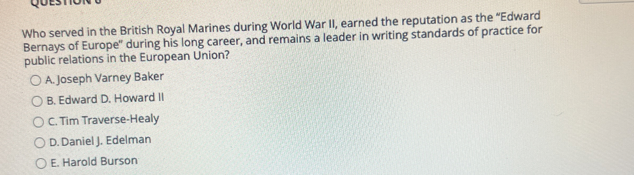 Solved Who served in the British Royal Marines during World | Chegg.com