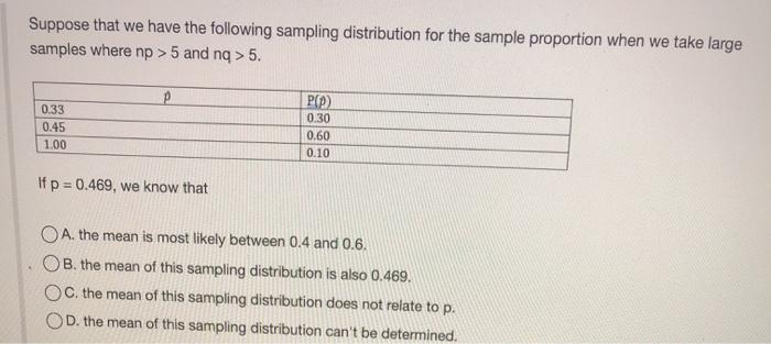 Solved Suppose that we have the following sampling | Chegg.com