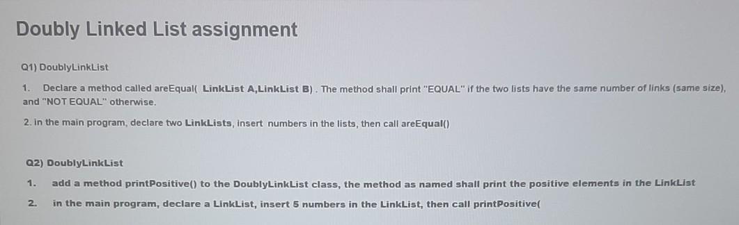 Solved Doubly Linked List assignment Q1) DoublyLinkList 1 | Chegg.com