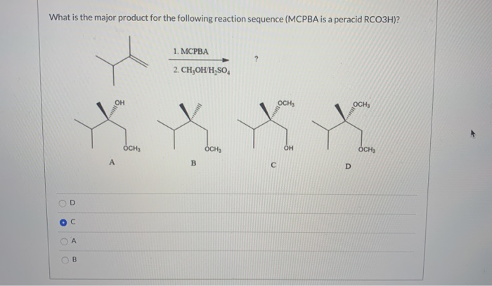 Solved What is the major product for the following reaction | Chegg.com