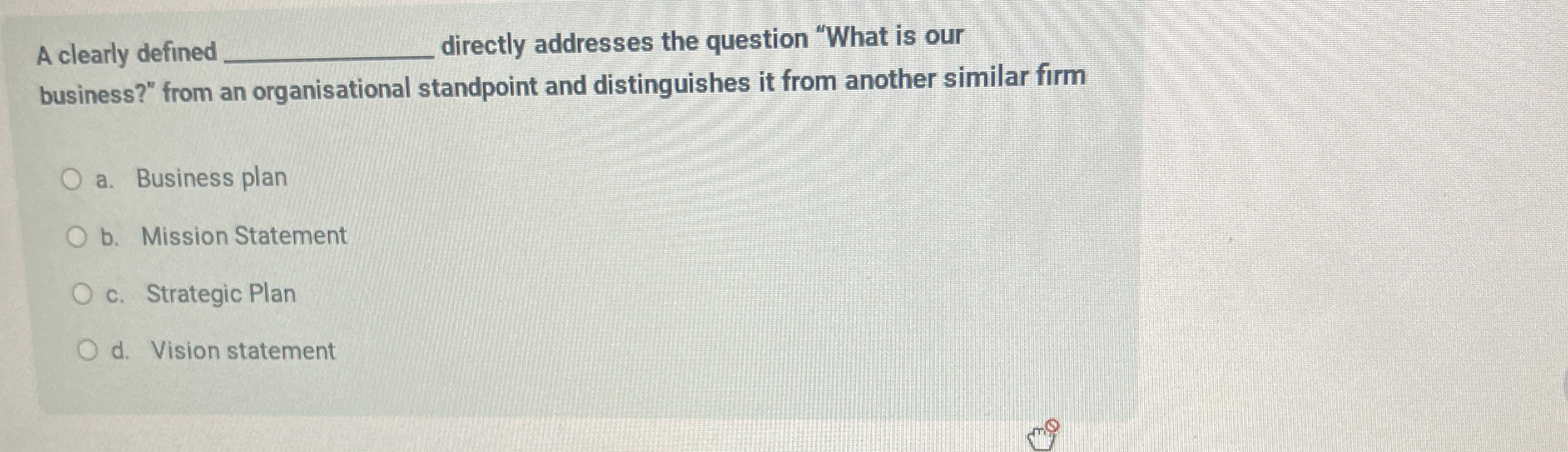 Solved A clearly defined ﻿directly addresses the question | Chegg.com