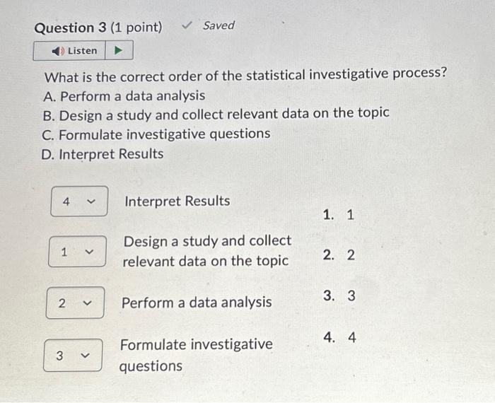 Solved What is the correct order of the statistical | Chegg.com