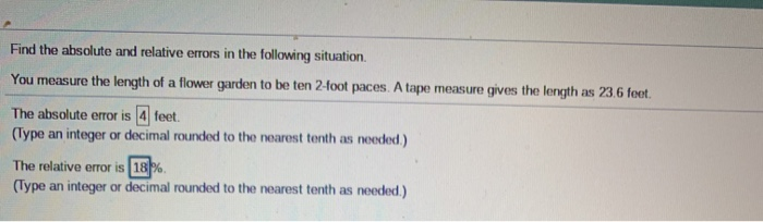 Solved Find the absolute and relative errors in the | Chegg.com
