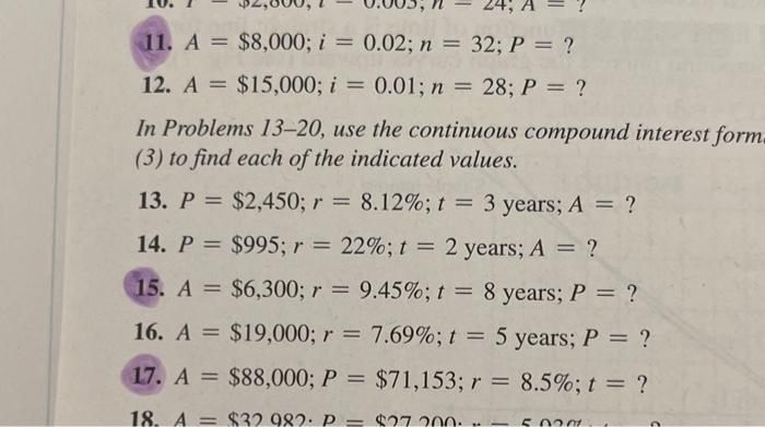 Solved 11. A=$8,000;i=0.02;n=32;P= ? 12. | Chegg.com