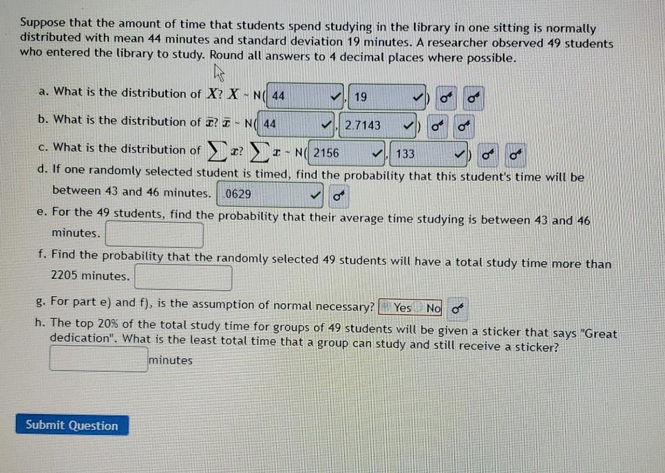 Solved Suppose that the amount of time that students spend | Chegg.com
