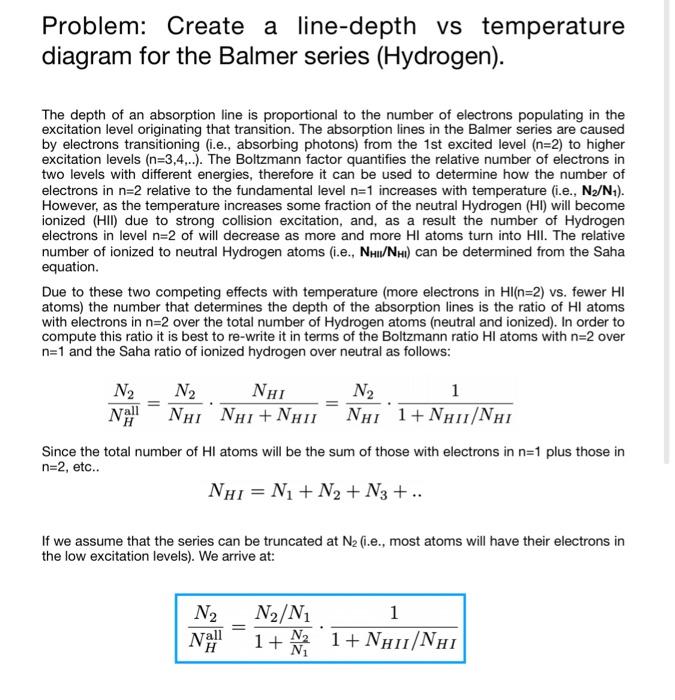 Solved Problem: Create a line-depth vs temperature diagram | Chegg.com