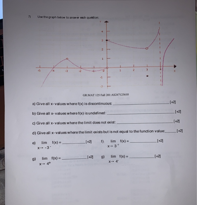 Solved 7) Use the graph below to answer each question: 2 1 N | Chegg.com