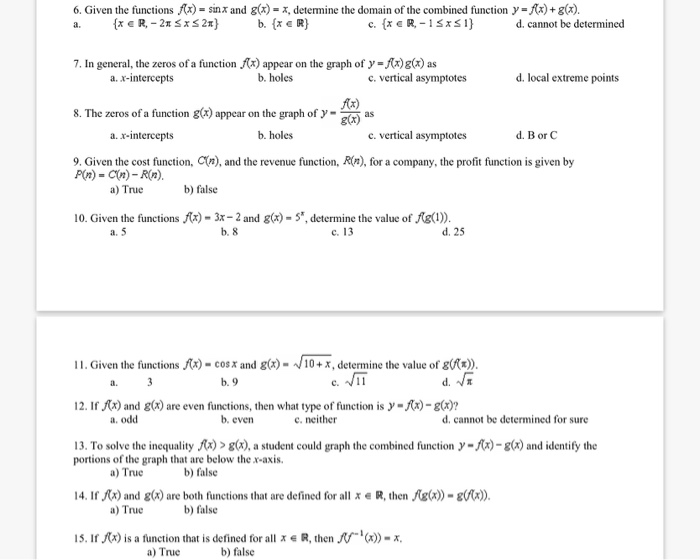 Solved 6. Given the functions f(x) = sin x and g(x) = 2, | Chegg.com