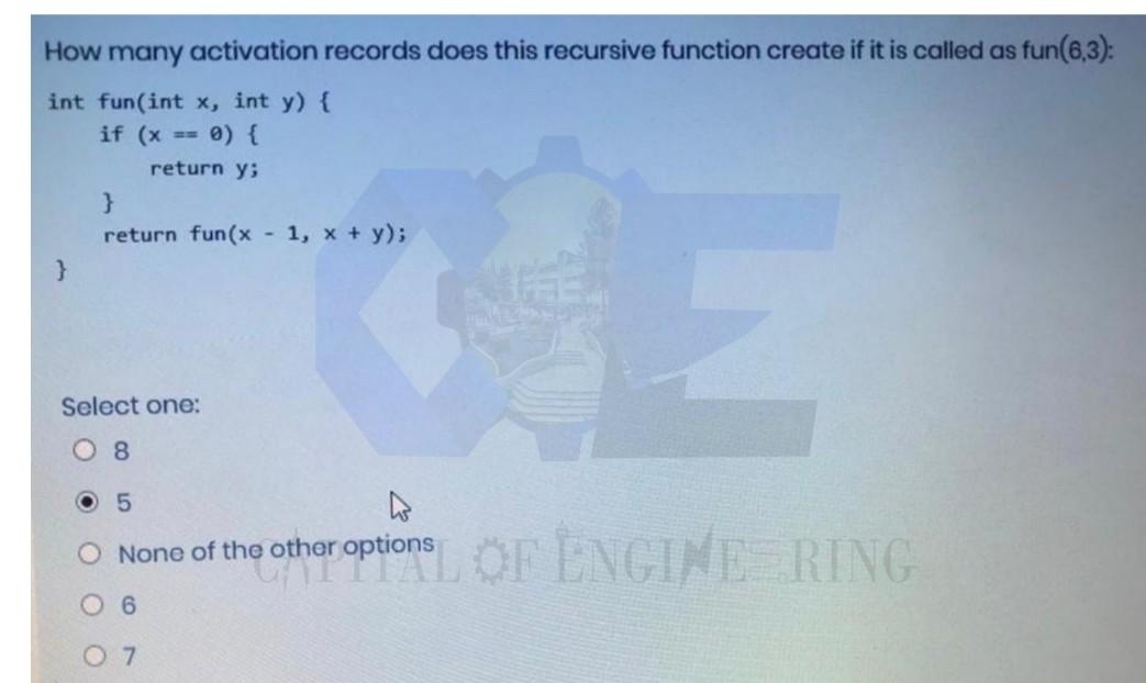 Solved How many activation records does this recursive | Chegg.com