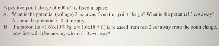 Solved A positive point charge of 600 nC is fixed in space. | Chegg.com