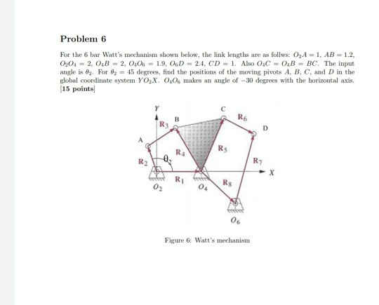 Solved Problem 6 For the 6 bar Watt's mechanism shown below, | Chegg.com